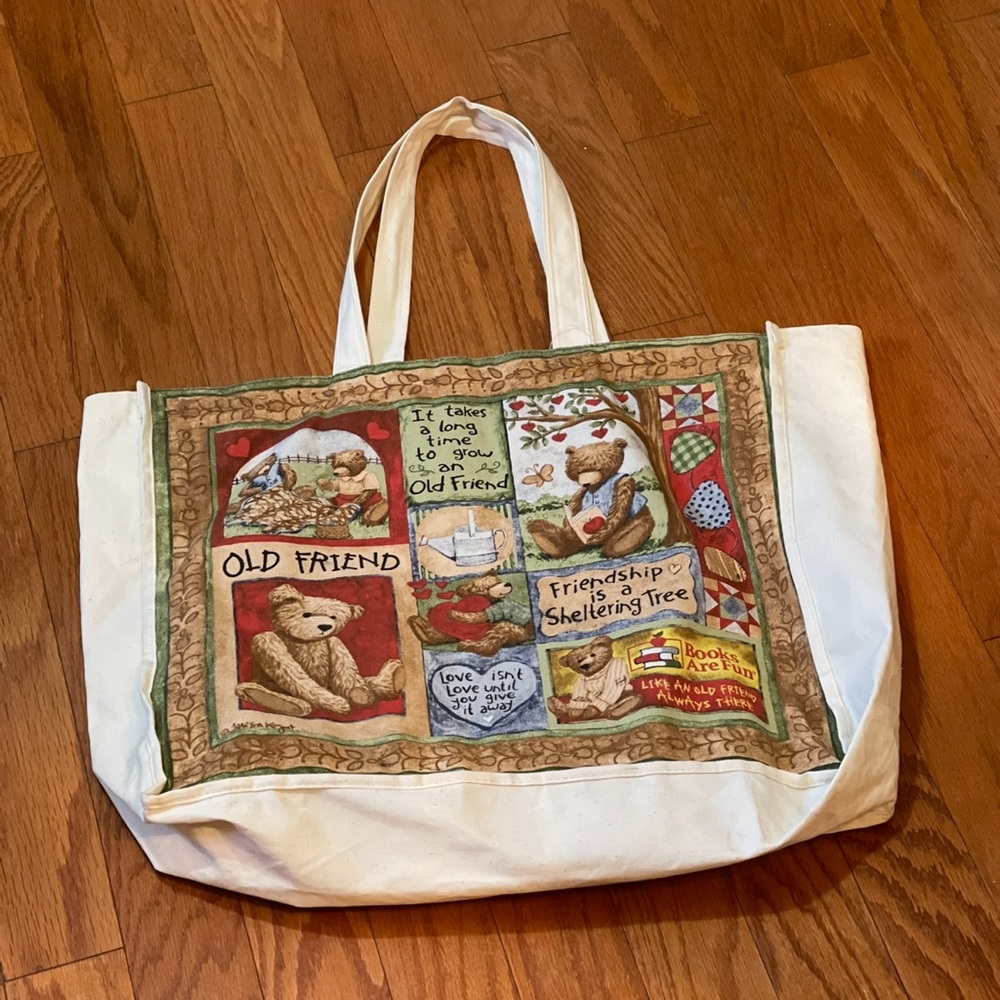 NWT Teddy Bear Friendship Canvas Tote Bag